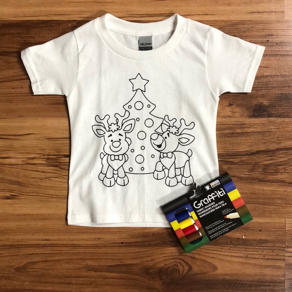 Christmas coloring shirt with fabric markers